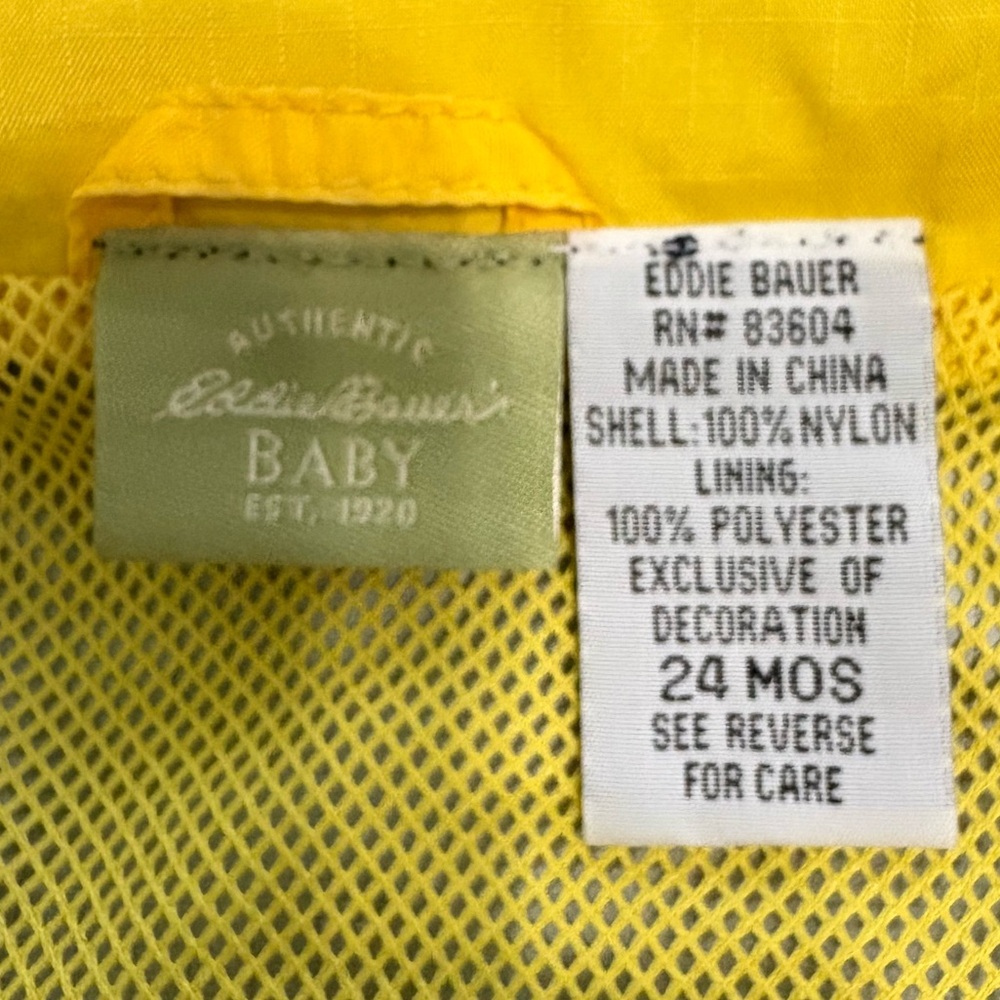 Eddie Bauer Kids Navy and Yellow Raincoat 24 Months - Picture 3 of 5